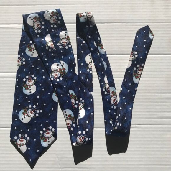 2 Christmas Ties Hallmark & Jingle Bells Brands  Santa Snowmen Candy Canes - Picture 5 of 9